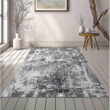 Serenity 208 SRN08 Modern Abstract Distressed Metallic Shimmer Soft Textured Hi-Lo Polyblend Short Pile Steel Grey/Silver Grey/Charcoal Grey/Frosted White/Pewter Rug-Desire Rugs-Rug Love - The Most Loved Rug Store